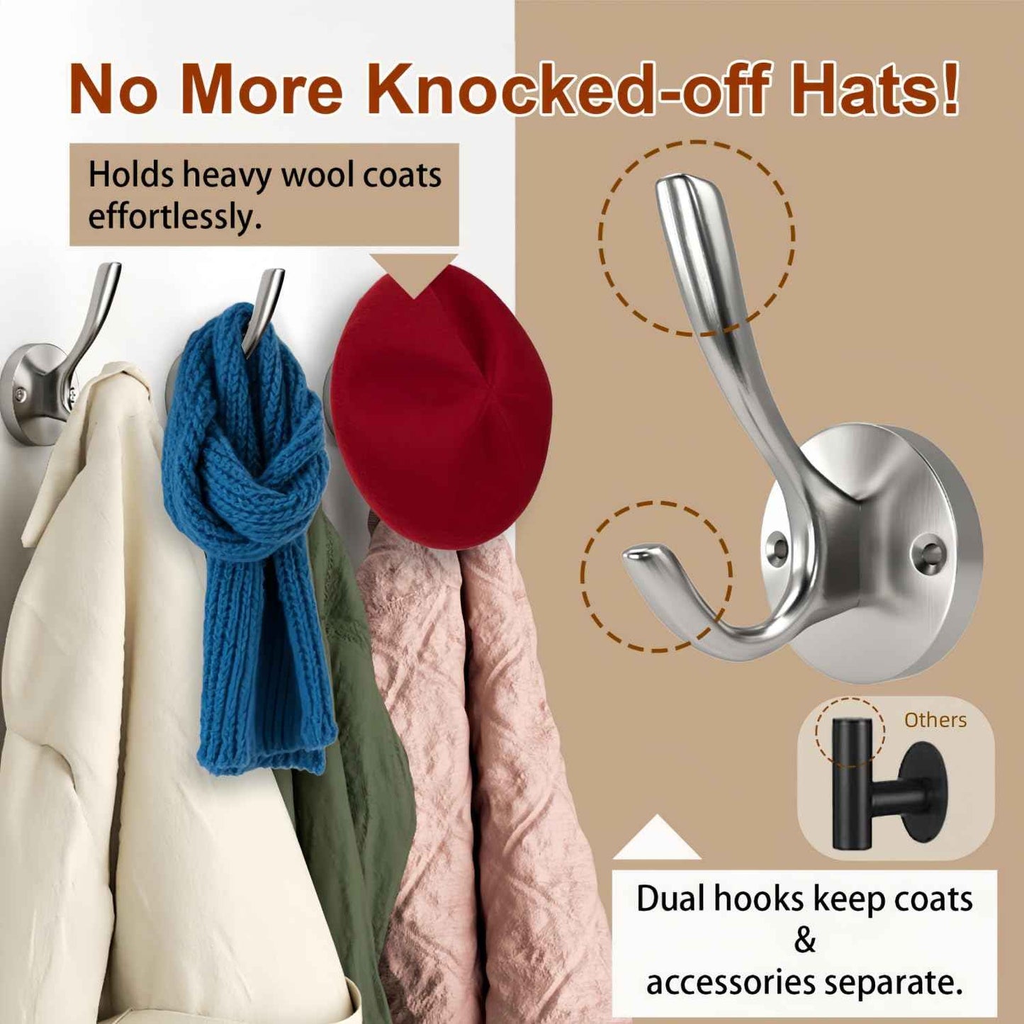 ZUONAI Towel Hooks for Bathrooms Wall Mounted 4 Pack Brushed Nickel Coat Hooks Heavy Duty Towel Wall Hooks for Coats Robes Hats Bath Entryway Cubicle Kitchen