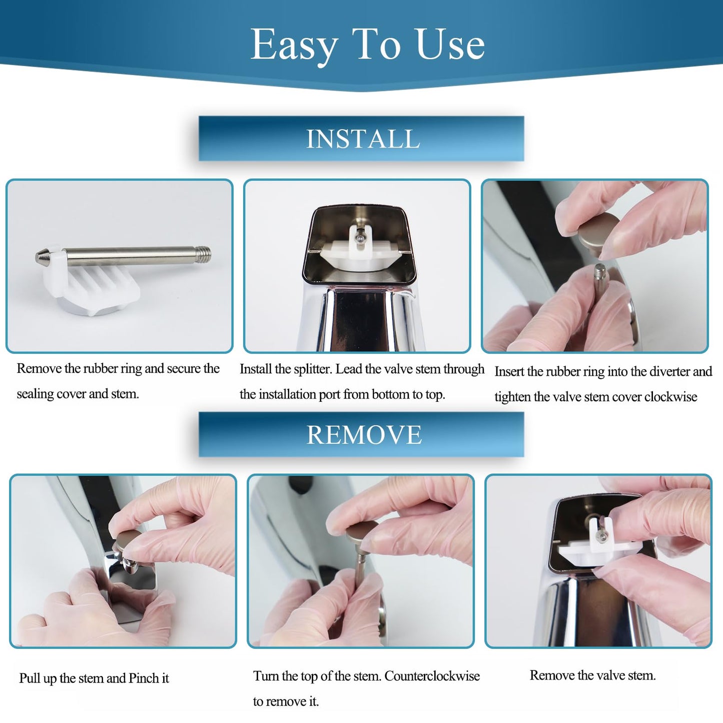 JLIAN MIOR 2 Set Tub Spout Diverter Repair Kit, Bathroom Shower Bathtub Leaky Faucet Repair Replacement Parts, Includes 2 Diverter Valve Stems, 2 Gates Seals and 2 Cup (Brushed Nickel)