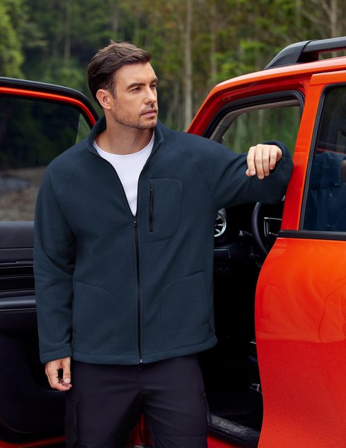 COOFANDY Mens Fleece Jacket Full Zip Lightweight Long Sleeve Zip Up Jackets Warm Winter Outdoor Outerwear Coat with Pockets