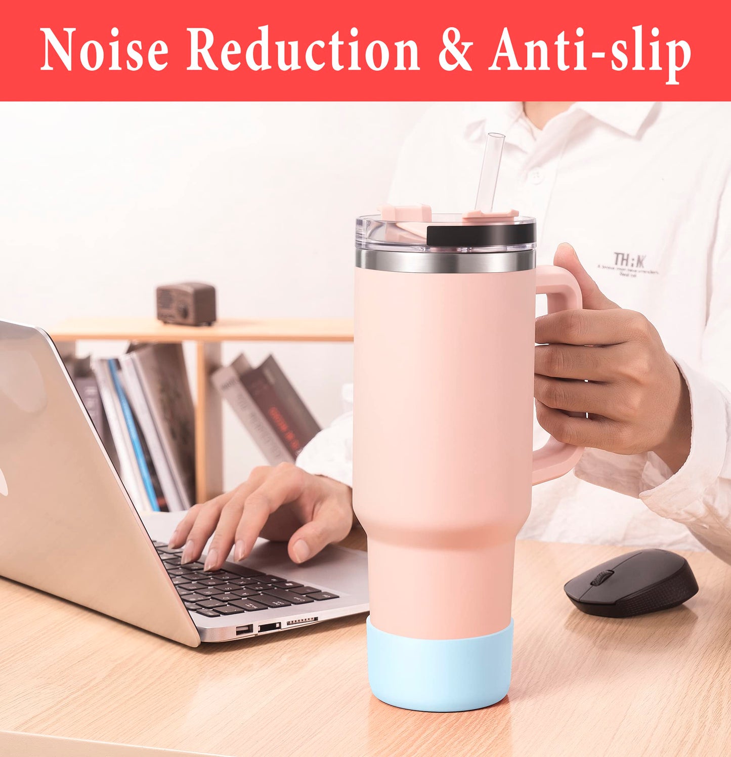 KTKUDY 2Pcs Silicone Boot for Stanley Quencher Tumbler 30 oz 40 oz & IceFlow 20 oz 30 oz & Fit Owala Freesip Water Bottle & Fit Hydro Flask & More - Cup Bottom Accessories Fit Stanley Cup, Light blue