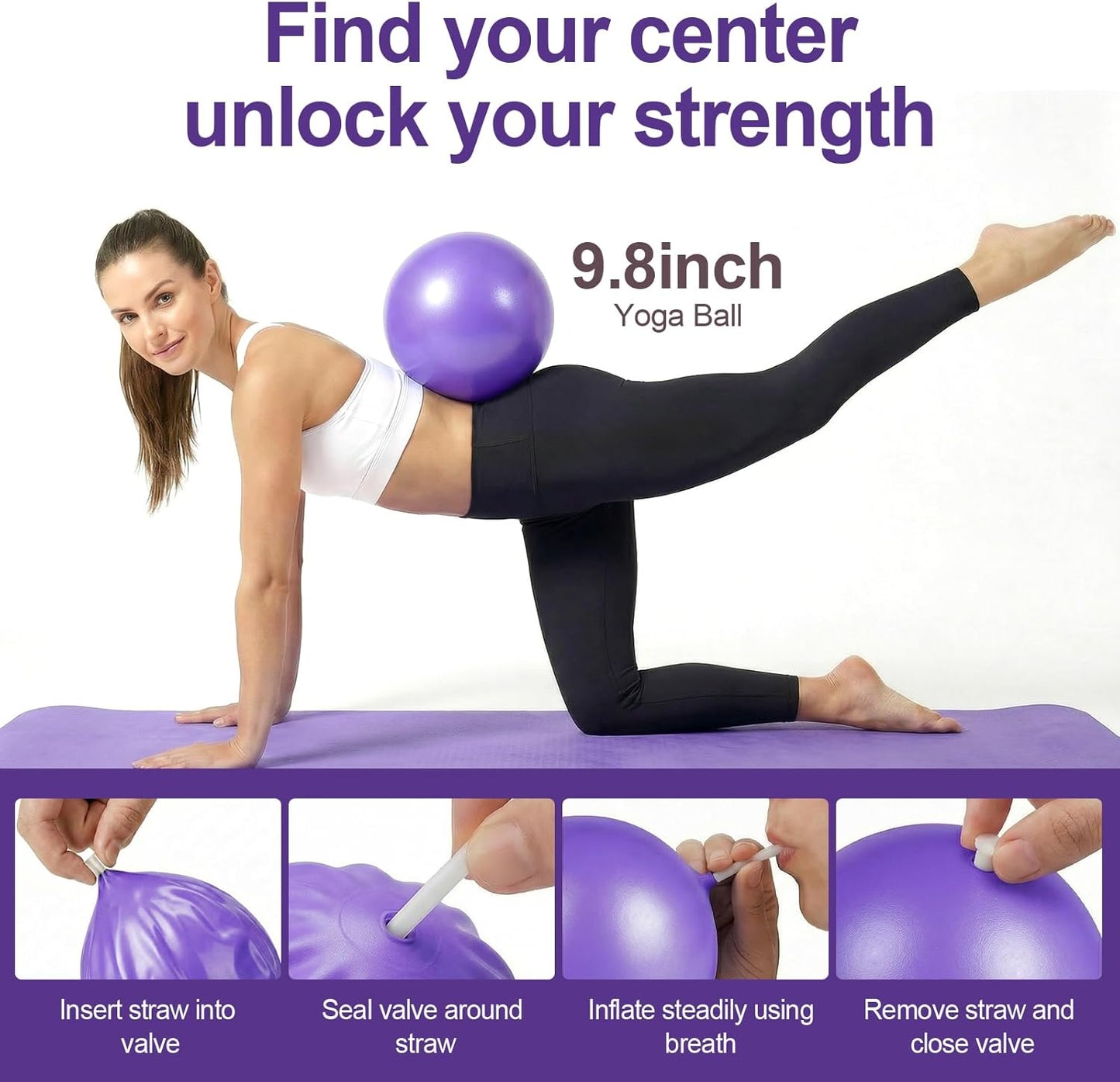 Skiennix Pilates Ring and Ball Set - 13-Inch Magic Circle with 5 Resistance Bands for Full Body Toning