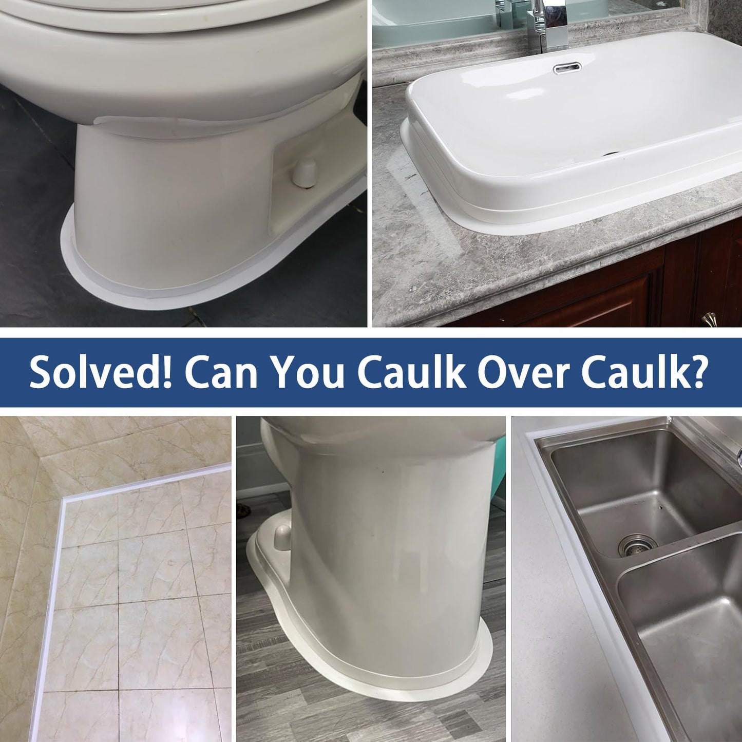 Caulk Tape - Updated Enhanced Adhesive, Caulk Tapes Waterproof Self Adhesive, Traditional Caulking Sealant Replacement, Caulking Strips for Toilet, Bathroom, Sink, Bathtub, Floor Wall Edge Protector