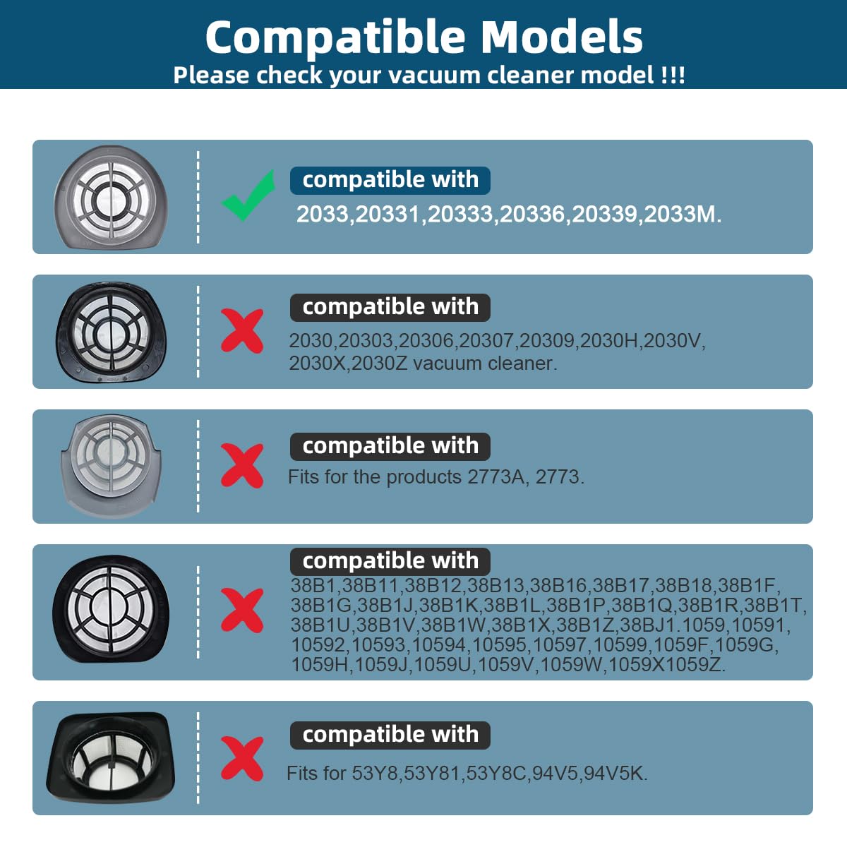 4 Pack 2033 Vacuum Replacement Filter Compatible with Bissell Featherweight Stick Lightweight Bagless Vacuum 20331 20333 20334 20336 20339 2033M, 4 Mesh Filters & 6 Foam Filters, Replace No.1611508