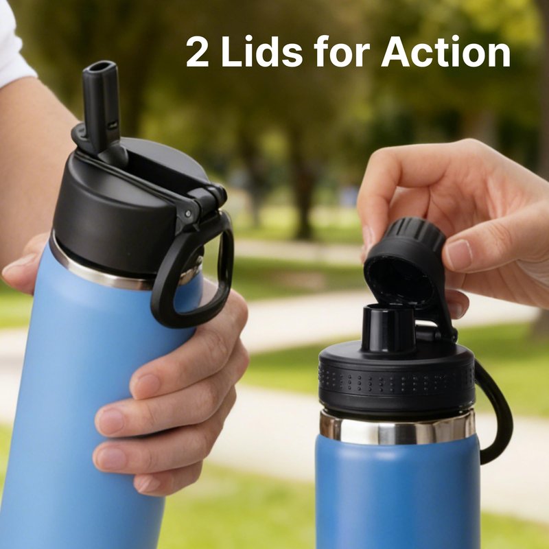 Prurex Replacement Lids for Hydro Flask 12 16 18 20 32 64 oz Wide Mouth Bottles, Water Bottle Accessories Lids Combination for 2.28" Wide Mouth Bottle(Spout&Straw)