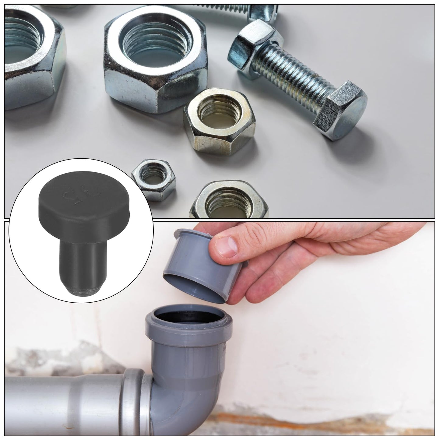 uxcell High Temp Silicone Plug Mount Dia 51mm/2 inch T Shaped Rubber Stopper Hole Plugs for Powder Coating Plating Waterproof Plugs Sealing Plugs Black Pack of 2(OD 58mm)