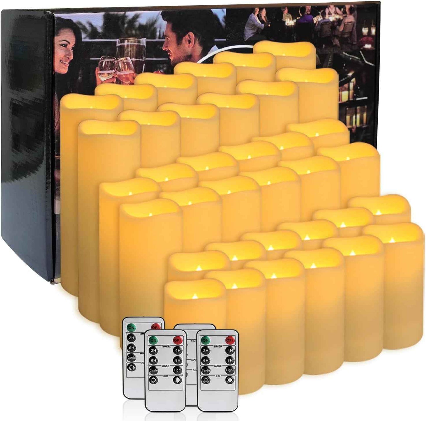24-Pack Remote Control LED Flameless Candles - 3D Flame Timer Candles for Home, Weddings & Holidays