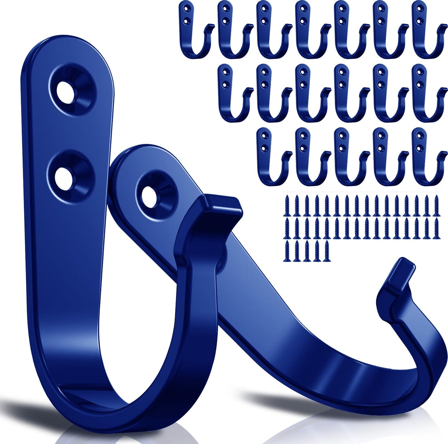 20PCS Wall Hooks for hanging, Metal Wall Hooks for Coats, Coat hooks for Wall, Heavy Duty Single Prong Wall Hooks With 40 Pieces Screws for Hanging Coats,Towel,Backpack,Hat, Dog Leashes (Blue)