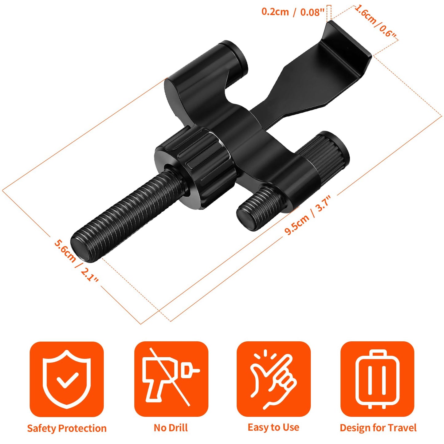 Portable Door Lock Heavy-Duty Home Security Door Lock Travel Lockdown Locks for Additional Safety and Privacy Hotel Door Locks for Home, Apartment, Travel, 1 Pack, Black