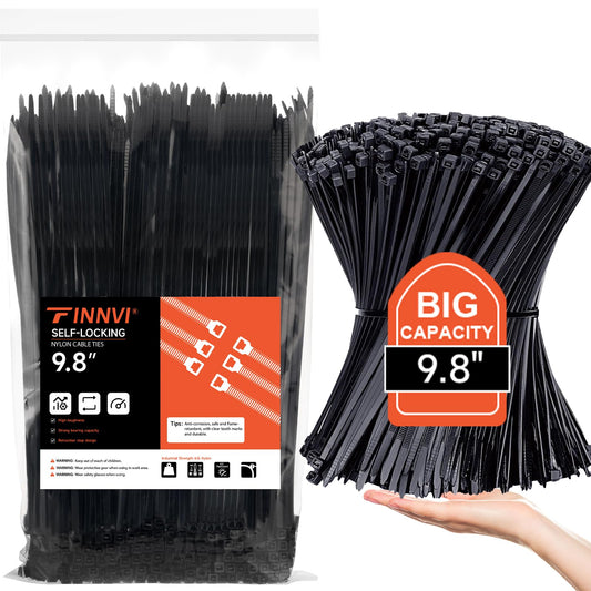 500 PCS Small Black Cable Zip Ties 10 inch, Thin Plastic Wire Zip Ties Strap for Chain Link Fence, Durable Zipties 45 LB for Machinery, Vehicles, Farms
