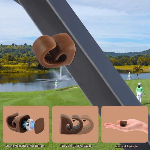 Denwwico 3PCS Magnetic Cigar Holder for Golf Cart, Universal Silicone Clip Fits 20-70 Ring Gauge, Portable Golf Bag Mounting Accessory, Black