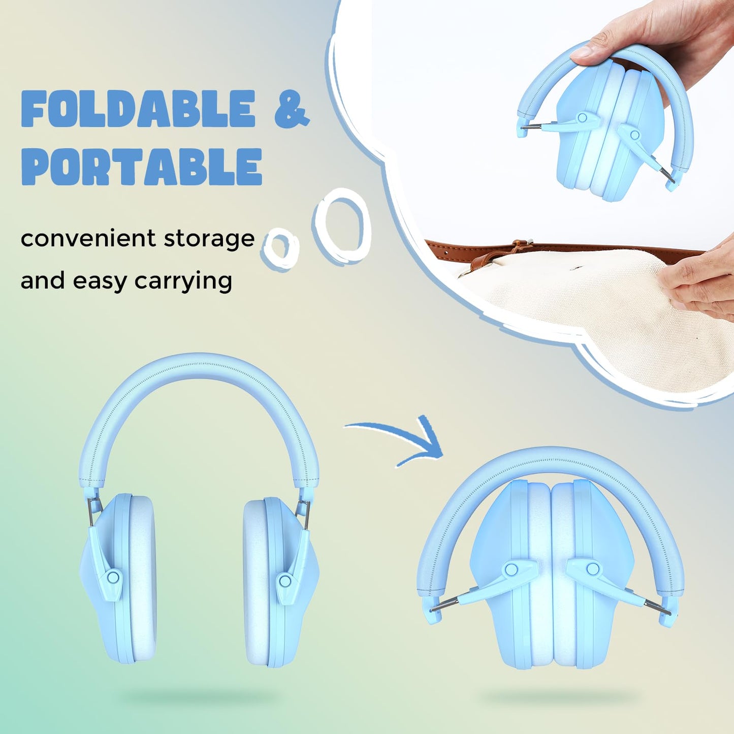 ProCase Kids Noise Cancelling Headphones, Kids Toddler Ear Protection, SNR 26 dB Ear Muffs for Noise Reduction for Autism Children, Hearing protection Earmuffs for Fireworks Flight Study -Skyblue