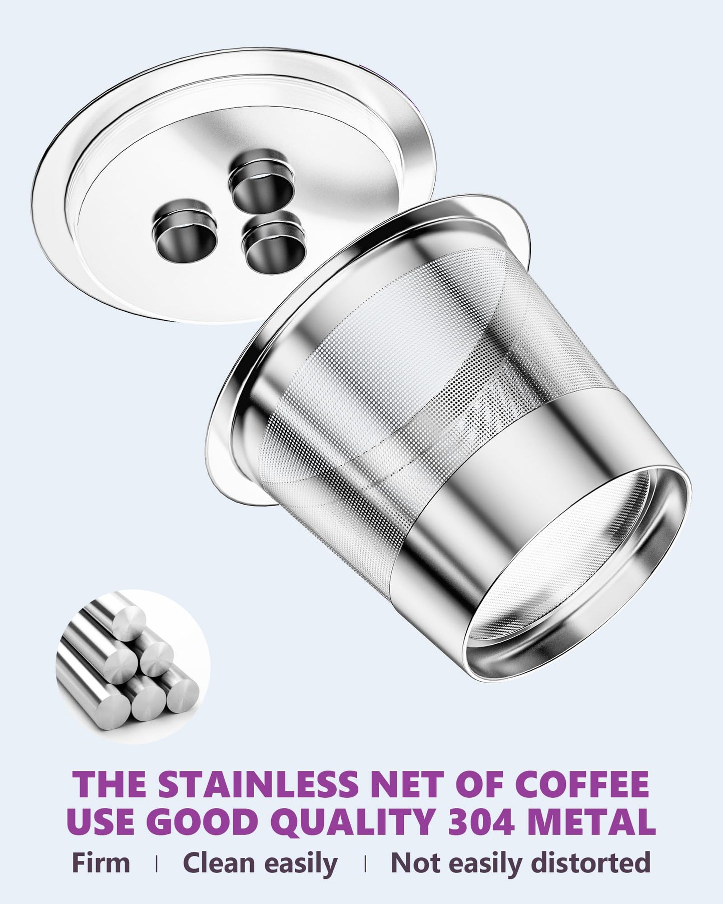 Stainless Steel Reusable Coffee Pods with 3 Holes, For Compatible with Ninja Coffee Maker, compatible with Ninja Coffee Makers (CFP201, CFP300, CFP301, CFP305, CFP307, CFP400) (2)