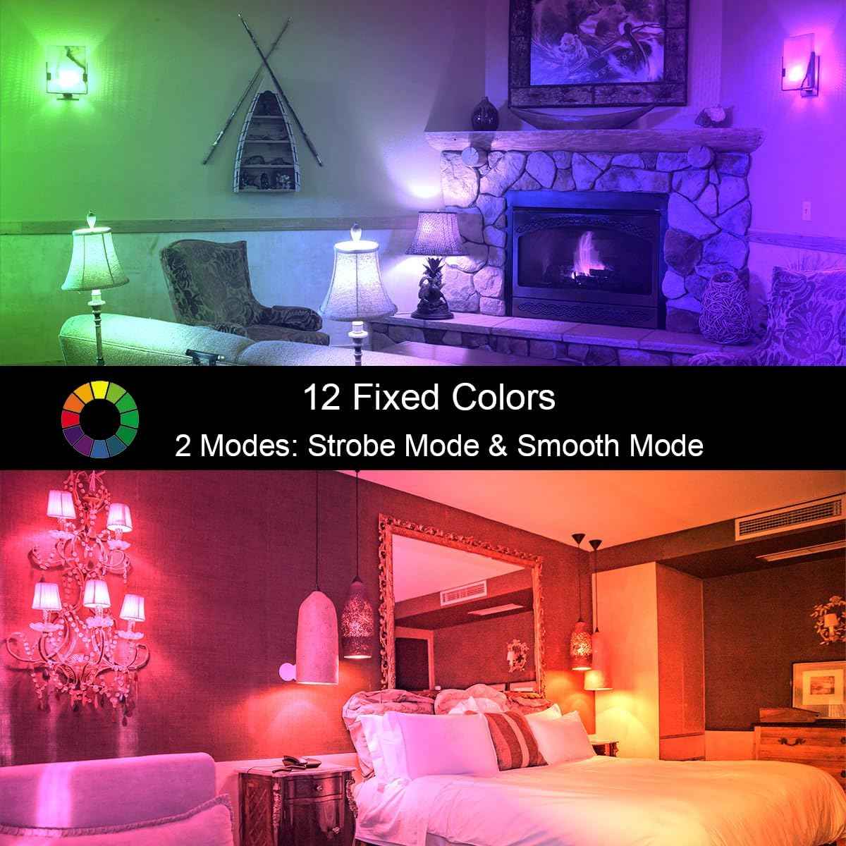 ILC E17 LED Light Bulbs (40w Equivalent) 5W, Color Changing RGB, 2700K Warm White, 12 Colors 2 Modes Timing with Remote Control (4 Pack)