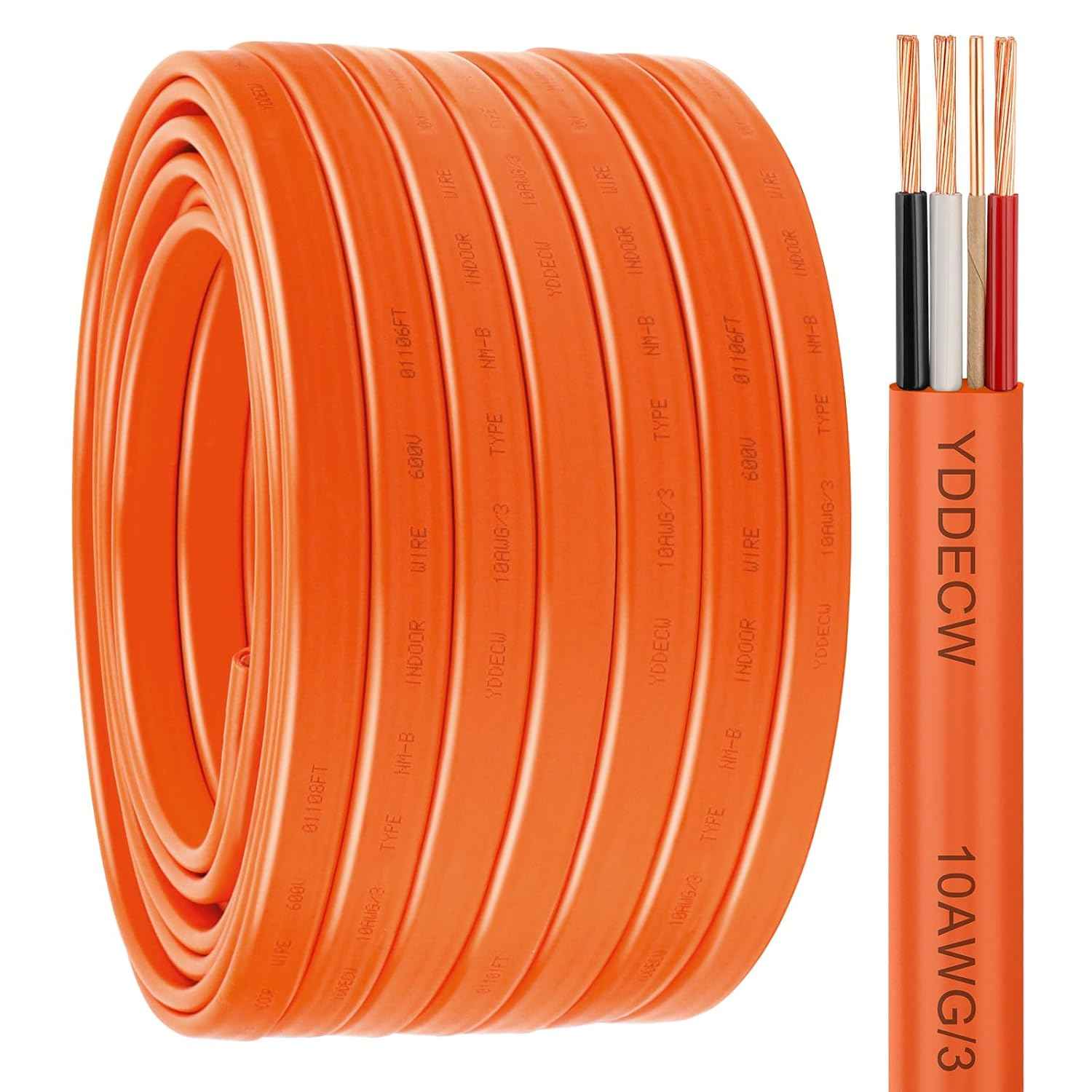 14 Gauge NM-B Wire with Ground - 50FT Pure Copper Indoor Electrical Cable for Outlets & Switches