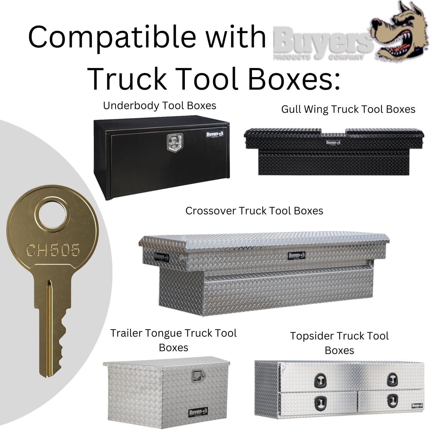 CH505 Replacement Key for Truck Tool Boxes and Paddle Handle Tool Boxes Marked CH-505-1 Robby’s Cloud Keychain Included (1-Pack) - Key Style May Vary