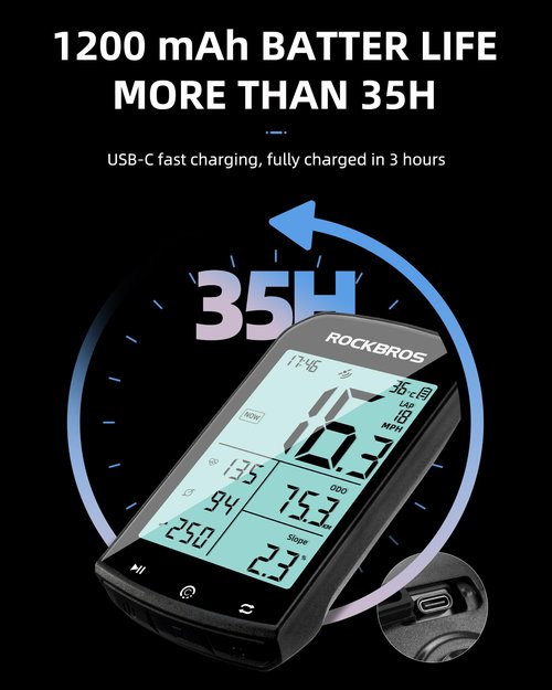 ROCKBROS Bike Computer Wireless Cycling Computers Bike Speedometer Odometer Bicycle Computer with Speed Cadence Sensor for Riding Cycling Waterproof 2.9inch LCD Screen