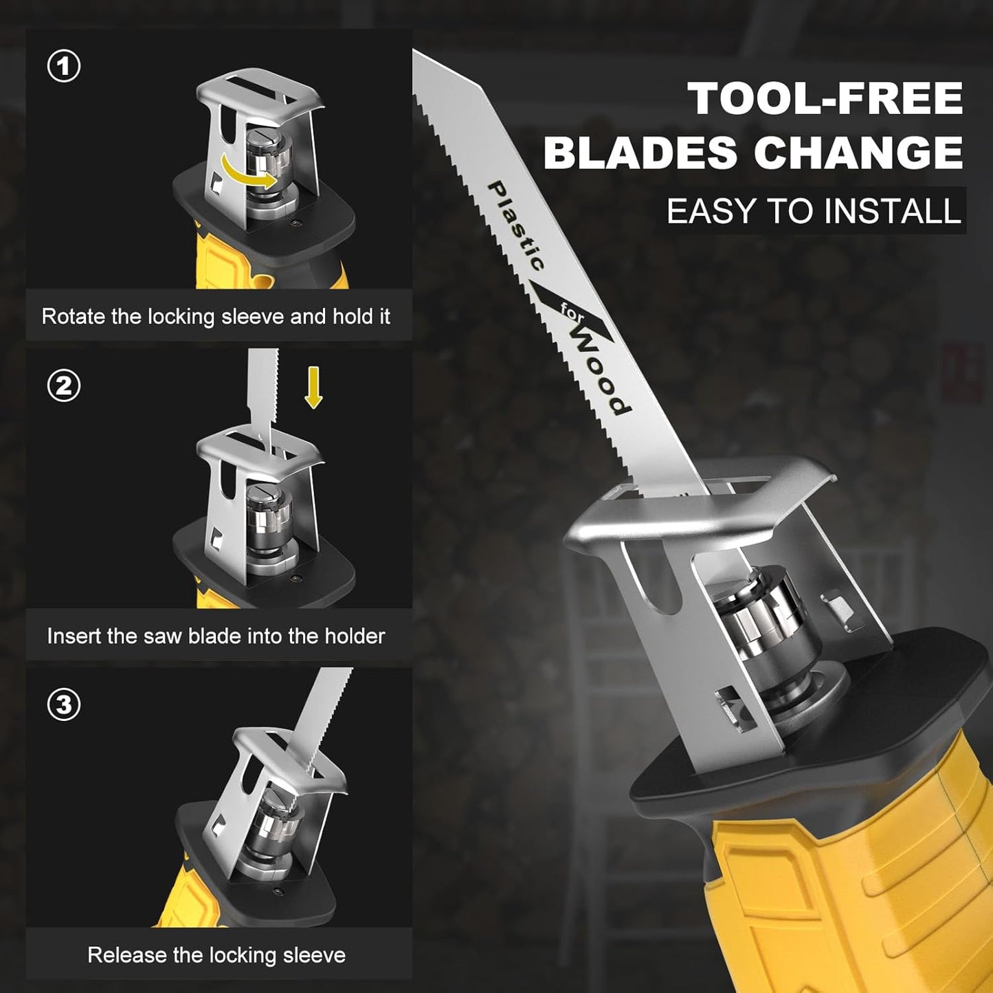 Dewalt 20V Cordless Reciprocating Saw - 150W Variable Speed Cutting Tool with 4 Blades for Wood, Metal & PVC