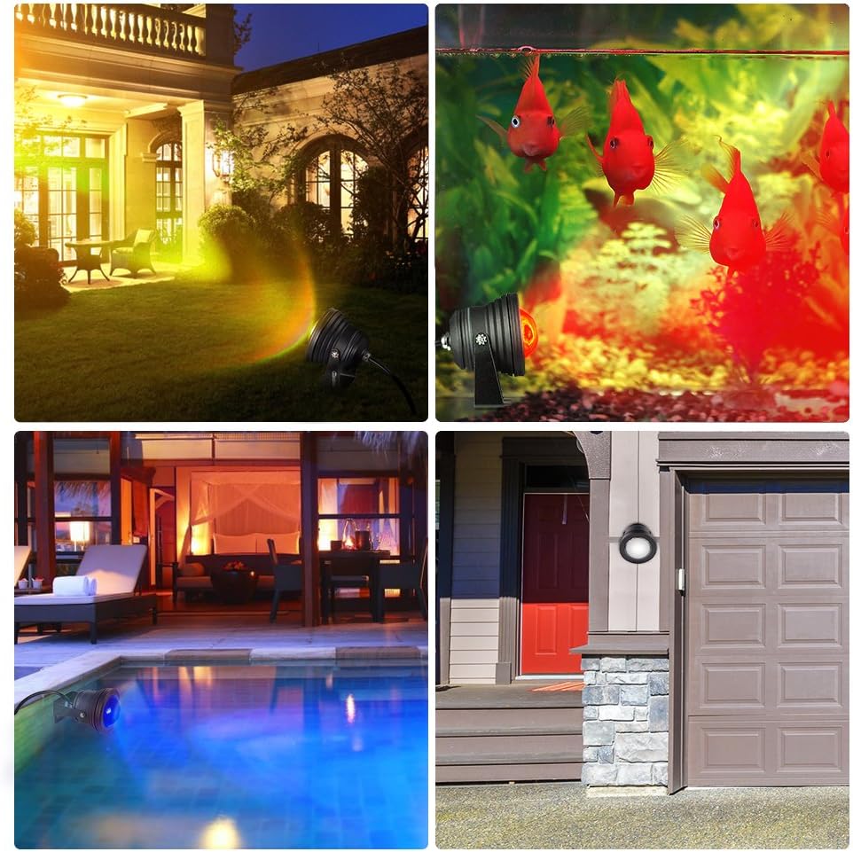 15W Smart Outdoor Colored Spotlights - APP Control, Waterproof Dimmable Garden Lights with Timer & Music Sync