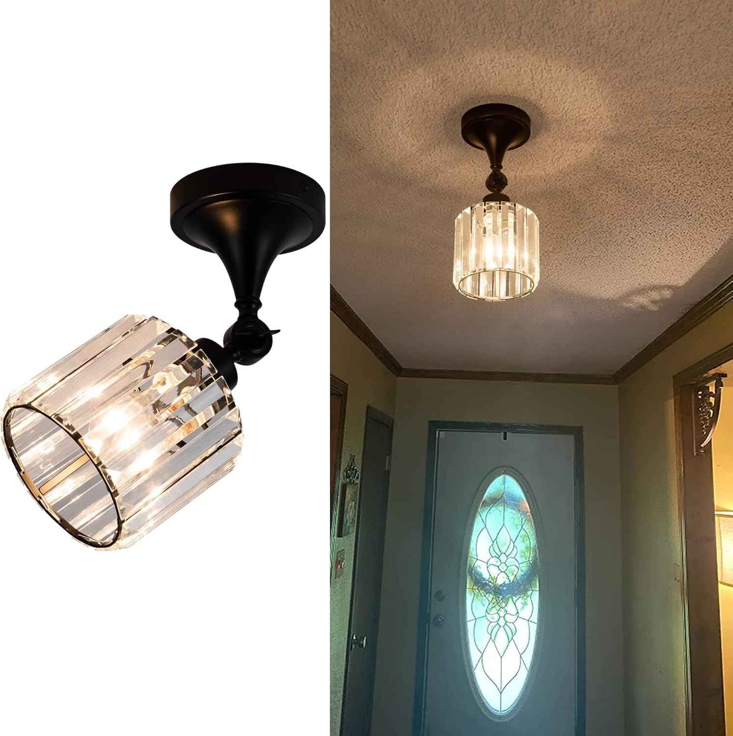 Brushed Nickel 3-Light Flush Mount Ceiling Light Fixture - Modern Geometric Design for Living Room, Kitchen, Dining Room, and Hallways