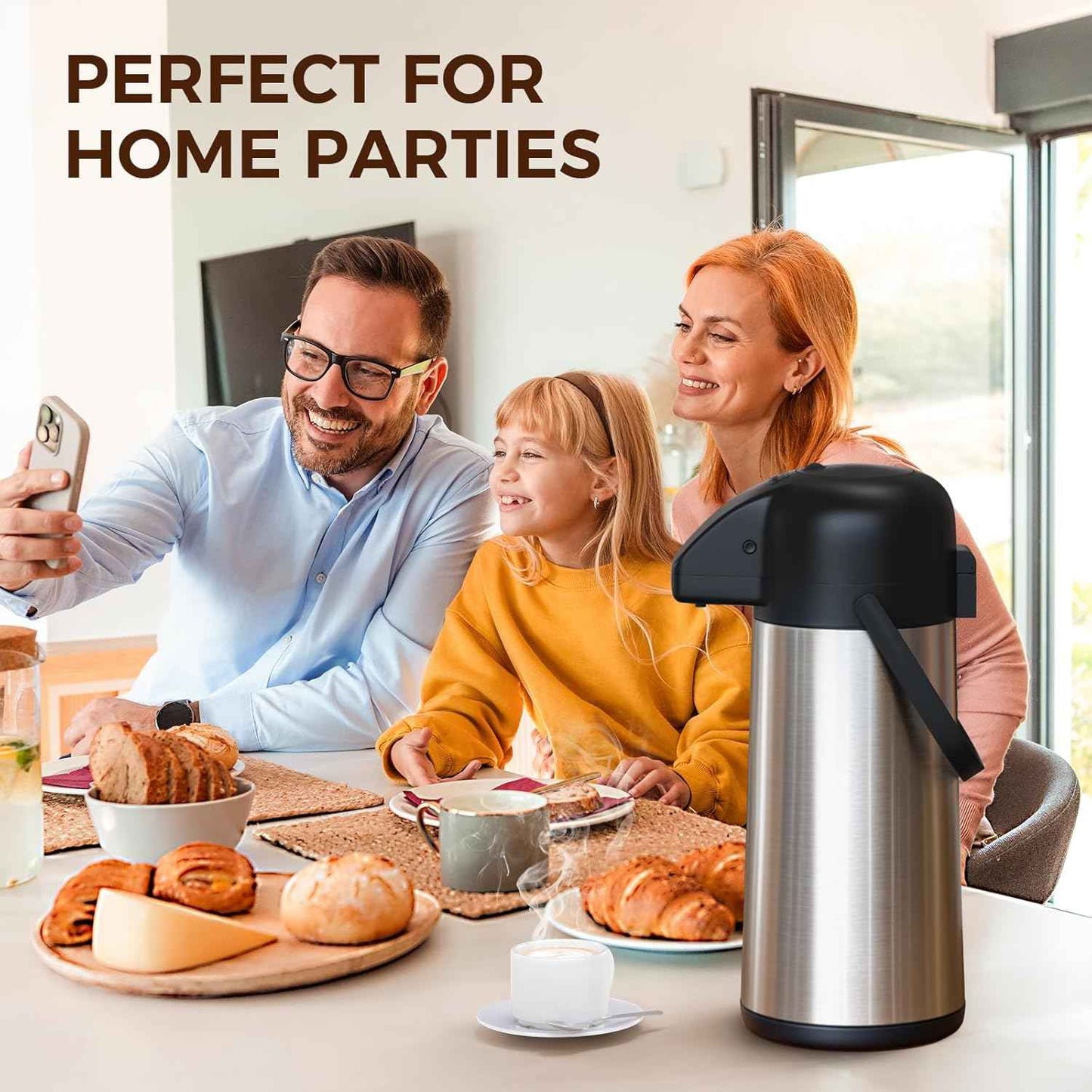 Large 102OZ Stainless Steel Coffee Carafe - Insulated Airpot Dispenser for Hot Drinks