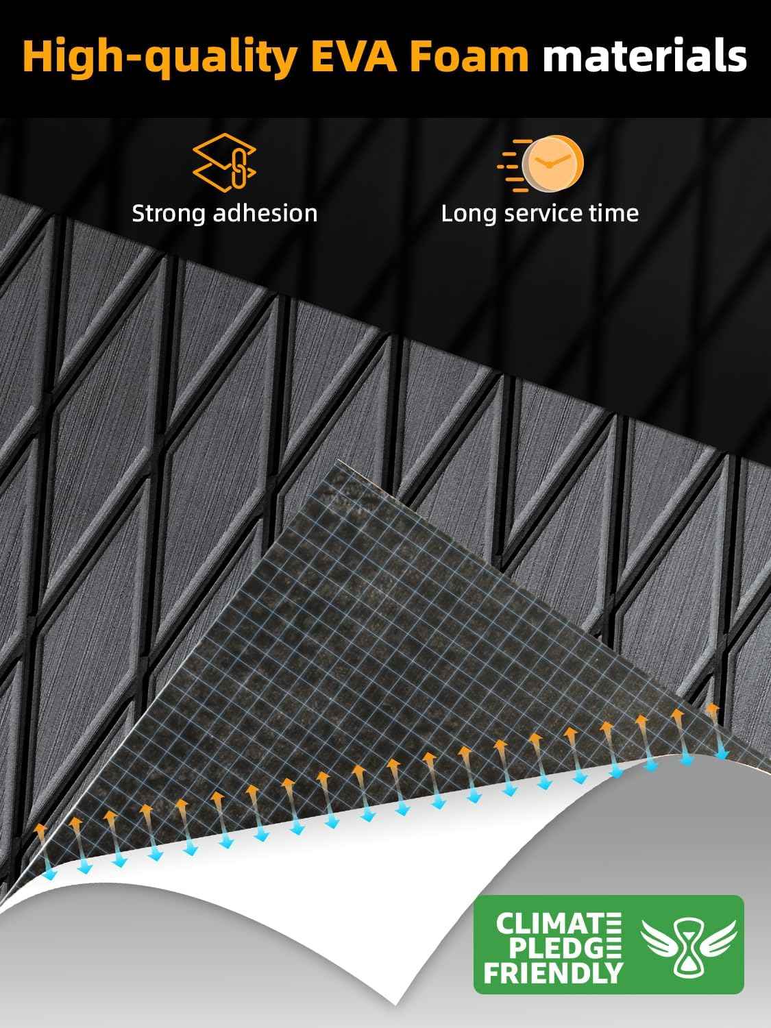 Non-Slip EVA Foam Boat Flooring Mat for Motorboats & Kayaks - 94.5''x15.7'', Dark Grey