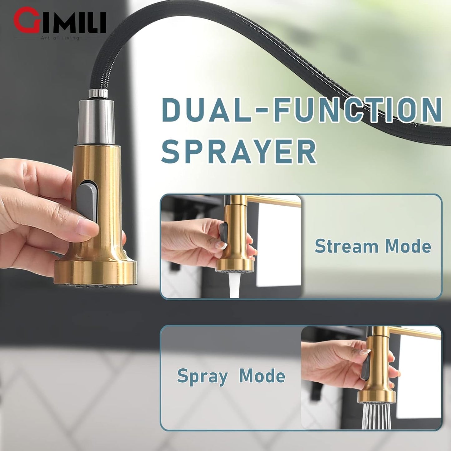Matte Black Kitchen Faucet with Soap Dispenser - Commercial Single Handle Pull Down Sprayer