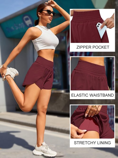 BMJL Women's High Waisted Athletic Shorts - Sporty 2.5" Running Shorts with Pocket for Gym Workouts