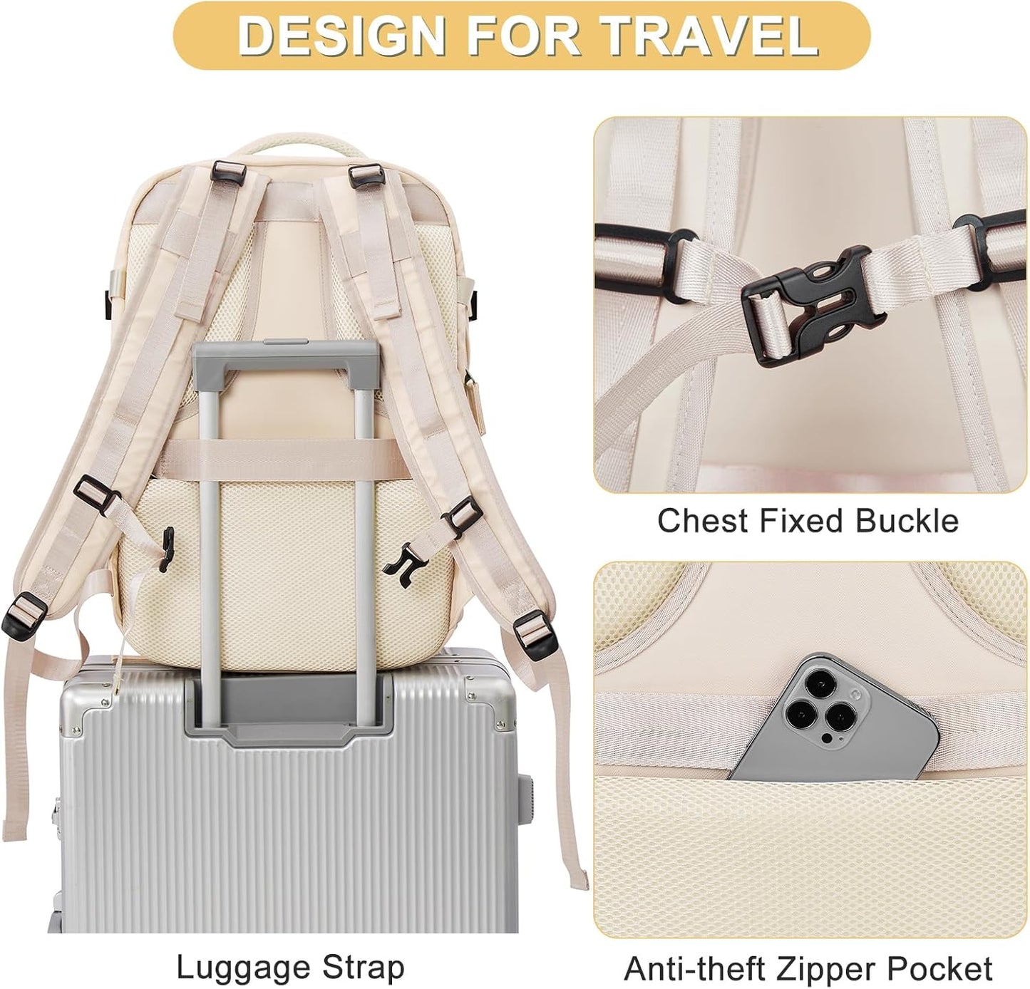 Skiennix Expandable Travel Backpack - Airline Approved Waterproof Carry-On Bag for Men & Women