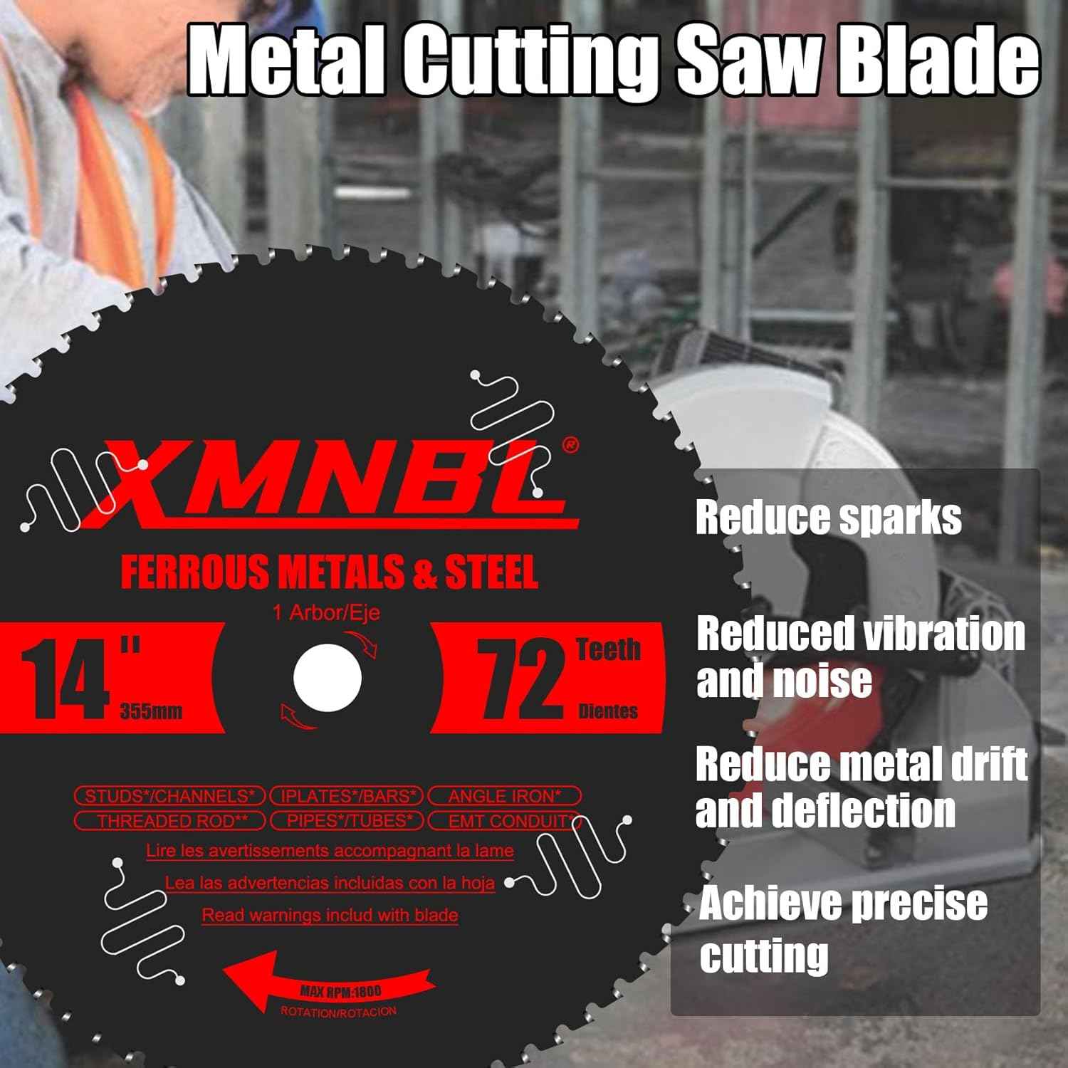 14-Inch Steel Cutting Saw Blade - 72T Carbide Replacement for Diablo D1472CF & Evolution Chop Saws
