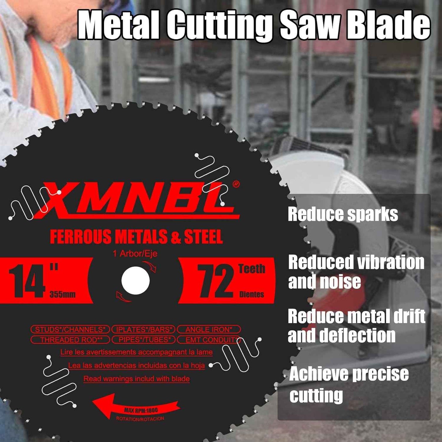 14-Inch Steel Cutting Saw Blade - 72T Carbide Replacement for Diablo D1472CF & Evolution Chop Saws