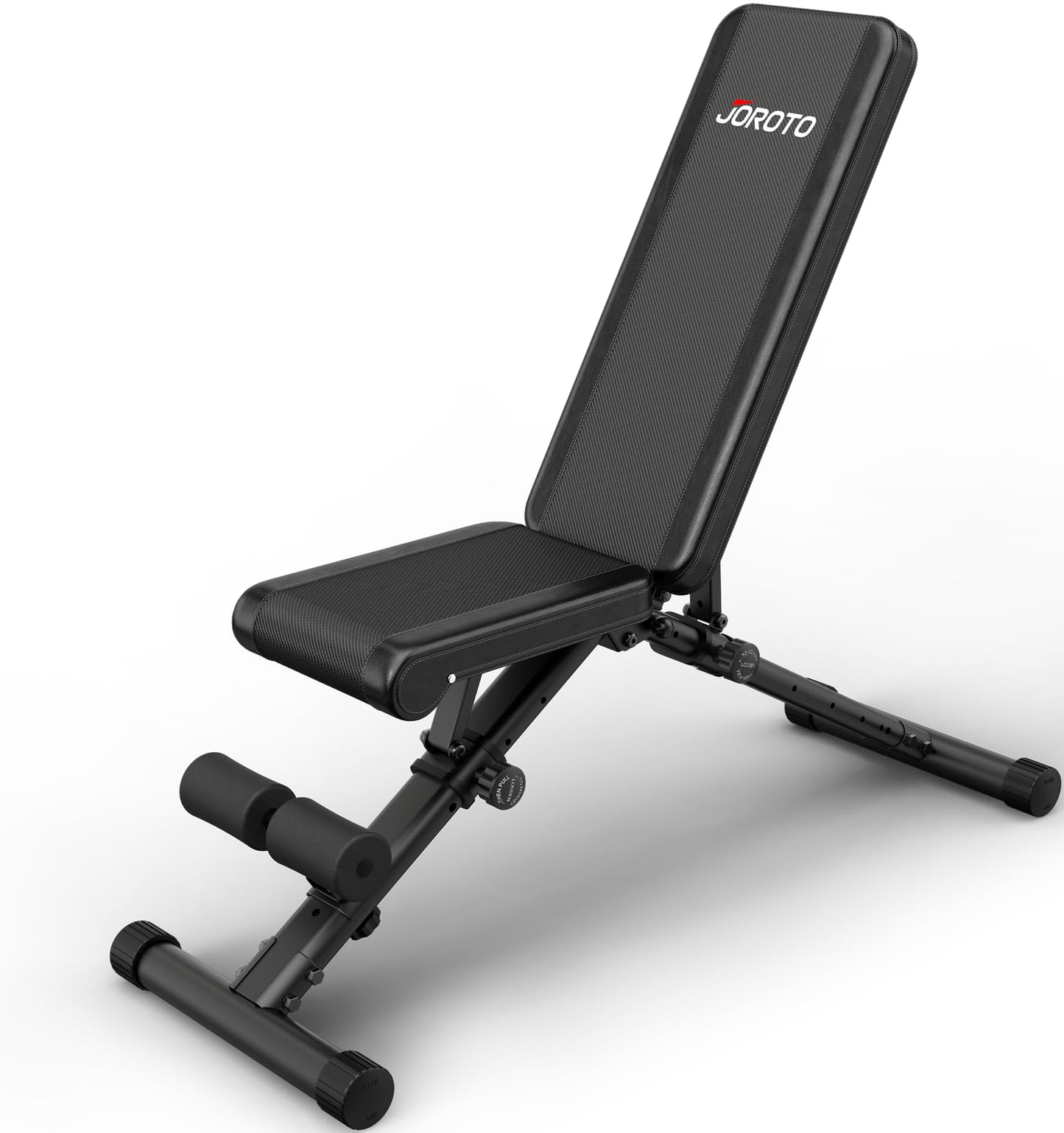 JOROTO Adjustable Weight Bench - 1300LBS Heavy Duty Workout Bench for Strength Training, Decline/Flat/Incline Bench Press with 34" Extra-Long Backrest & Wheels for Full Body Exercise, Black