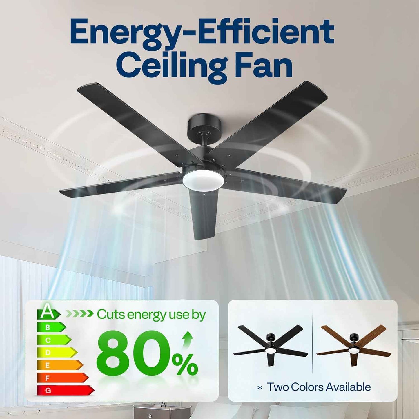 42-Inch VIVOHOME Low Profile Ceiling Fan with Lights & Remote - Dimmable, Quiet, Reversible for Bedroom & Living Room