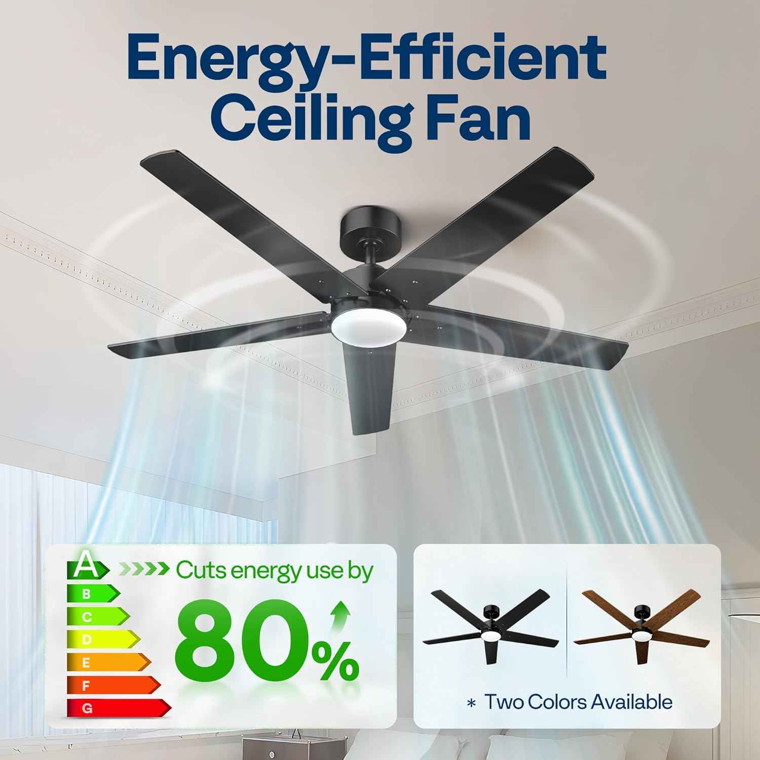 42-Inch VIVOHOME Low Profile Ceiling Fan with Lights & Remote - Dimmable, Quiet, Reversible for Bedroom & Living Room