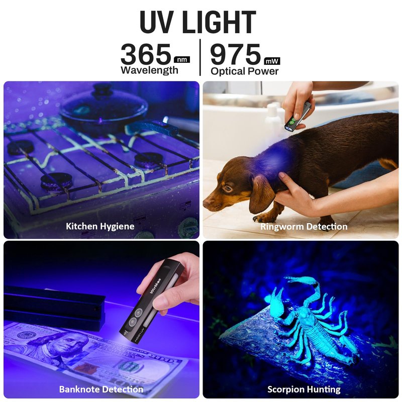 Wurkkos HD01 UV Flashlight, Rechargeable EDC Flashlight, Led Flashlight with 365nm UV Light, 1200 Lumens Flat Flashlight with RGB, Pocket Light for Emergency, Pet Urine Detection (Black)