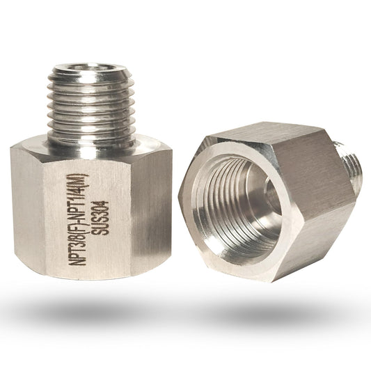 3/8" Female to 1/4" Male NPT Reducer Adapter, 304 Stainless Steel Reducing Pipe Fittings Adapter, 1/4" MNPT X 3/8" FNPT Reducer Pipe Extension Connector