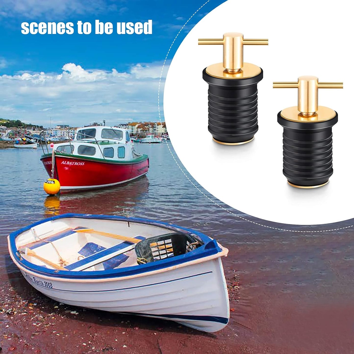Skiennix T-Handle Boat Drain Plug - Durable Brass Snap Plug for Marine Use | 1 Inch (2 Pcs)