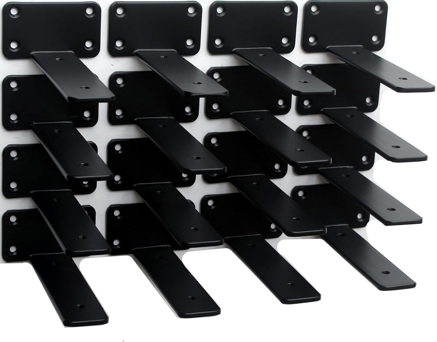 10-Inch Black Iron Floating Shelf Brackets - 12 Pack Rustic Industrial Support