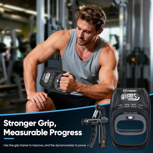 FitBeast Grip Strength Tester - 3-in-1 Hand Strengthening Tools for Progress Tracking & Recovery