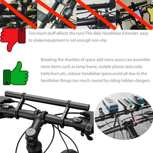 Bike Handlebar Extender,Bike Handlebar Extender with Double Mounting Clamp Bracket,For Bike Mounts,Extender Bars, Headlights,Light Lamp,Bicycle Accessories