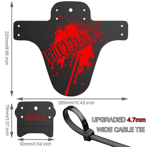 NICEDACK Mountian Bicycle Fender, 2PCS MTB Mud Guard, Front and Rear Bike Fender,Bike Mudguard Fits 26", 27.5", 29" Suitable for Bicycles (Fat Bike Wheel and Children Bicycle) (red)