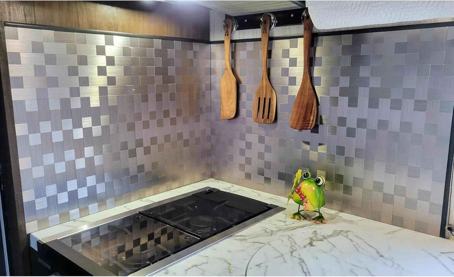 Stainless Steel Peel and Stick Backsplash Tiles - 20 Sheets, 12''x12'' for Kitchen & Bathroom