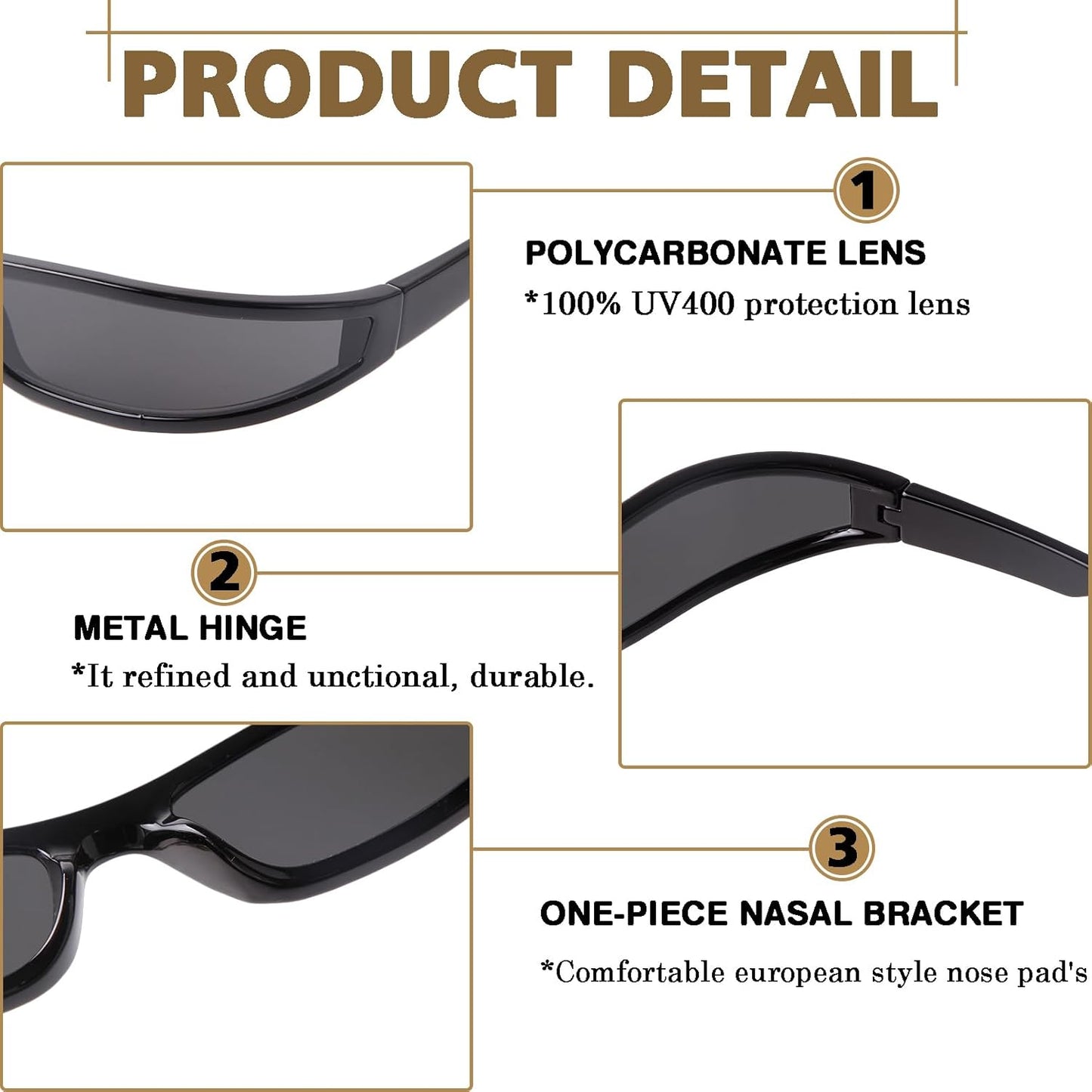 Skiennix Y2K Wrap Around Sunglasses - Futuristic Small Narrow Frame Shades for Men & Women