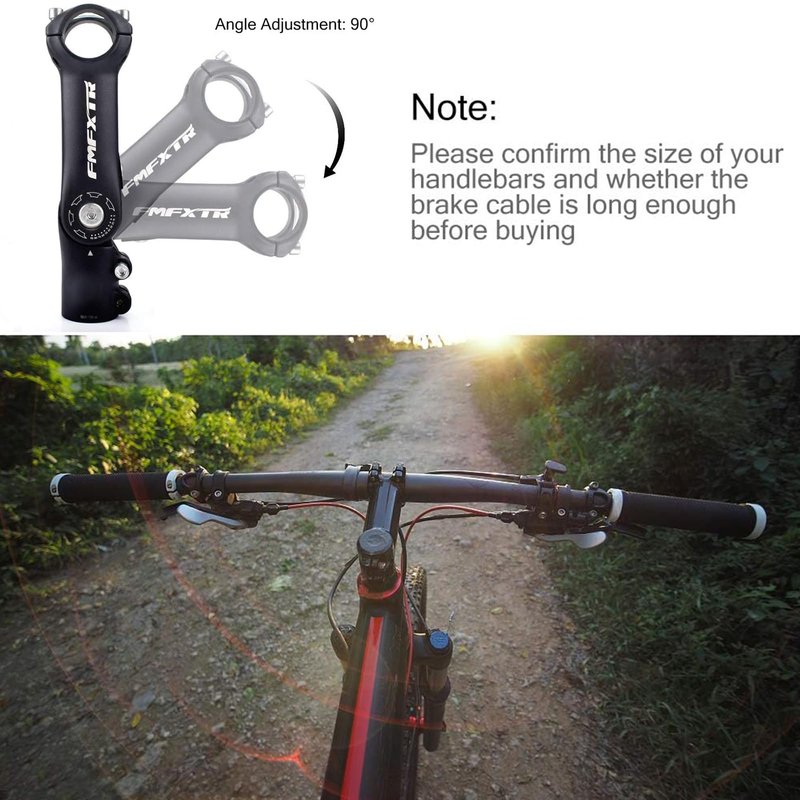 OSAGIE Bike Stem, Aluminum Alloy MTB Stem, Mountain Bike Stem for 28.6mm (1-1/8") Handlebar of Bicycle, Road Bike, MTB, BMX, Cycling (Black, 0~90° 25.4x28.6x90mm)