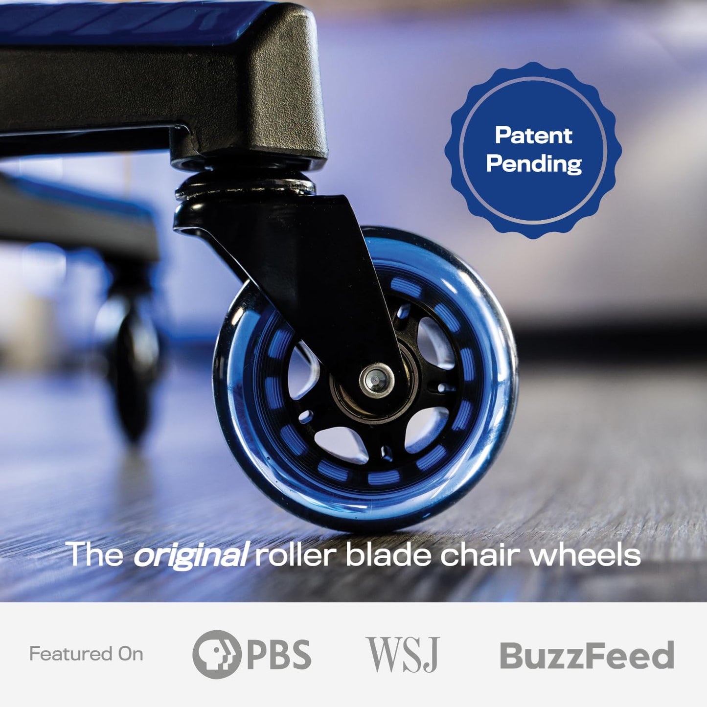 Original Rollerblade Office Chair Wheels - Smooth, Quiet Casters for Hardwood & Carpet - Easy Universal Fit - Set of 5