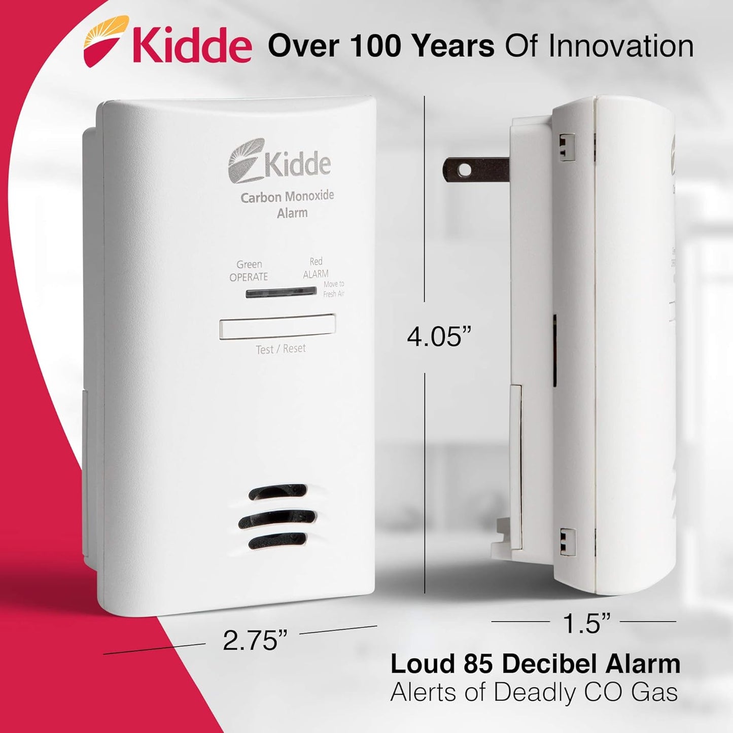 Kidde Plug-In Carbon Monoxide Detector with Battery Backup & Test-Hush Button