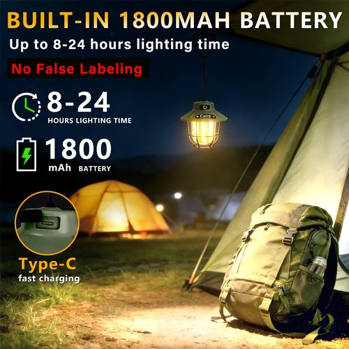 Camping Lights, Camping Lantern Rechargeable with 3 Brightness 4 Modes & SOS, 1200LM, Flashlight Lanterns for Power Outages Hiking Outdoor Home Emergency Hanging Tent Camping Lamp, Ice Shanty Lights
