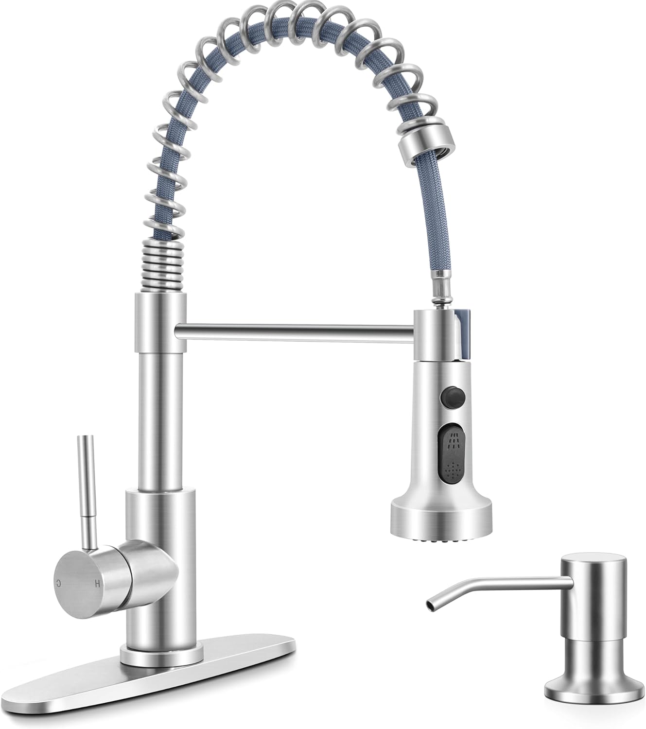 Touchless Kitchen Faucet with Soap Dispenser & Pull Down Sprayer - Commercial Grade Brushed Nickel