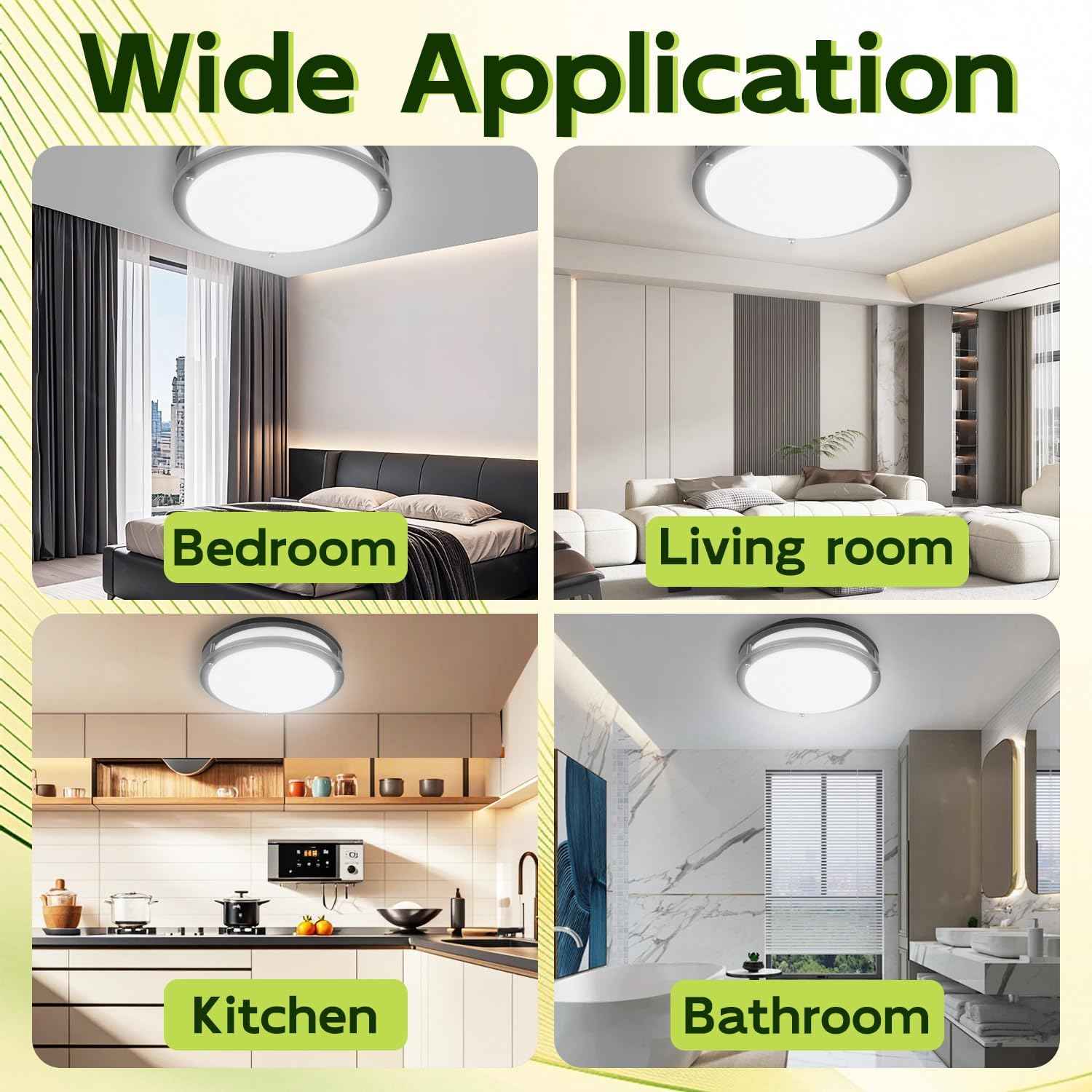 Adjustable 13-Inch Gold LED Flush Mount Ceiling Light Fixture - Dimmable 2700K-5000K for Hallway, Bathroom & Kitchen (2-Pack)