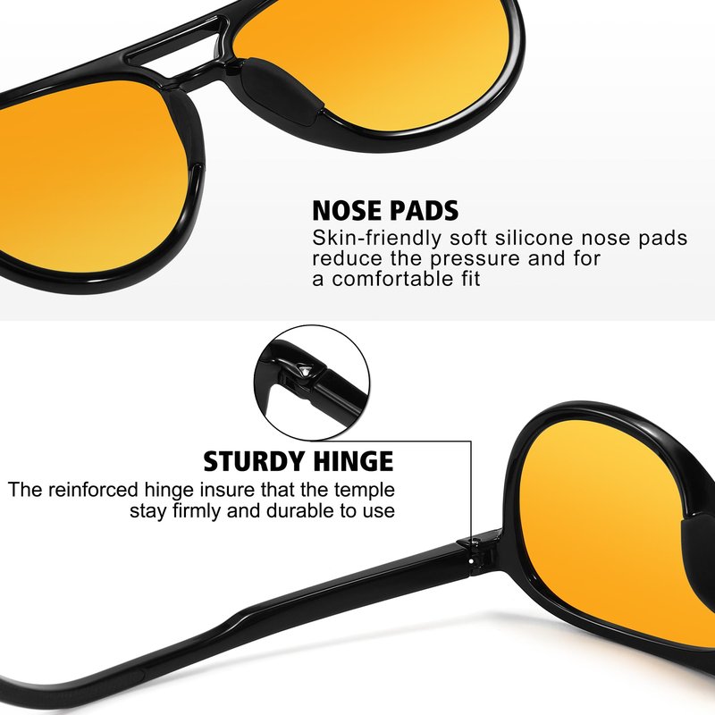 STORYCOAST Polarized Aviator Sunglasses for Men Women Classic Retro Aviators Sports Driving Running Sun Glasses 3Pack-Black+Tortoise Brown+Black Orange Yellow
