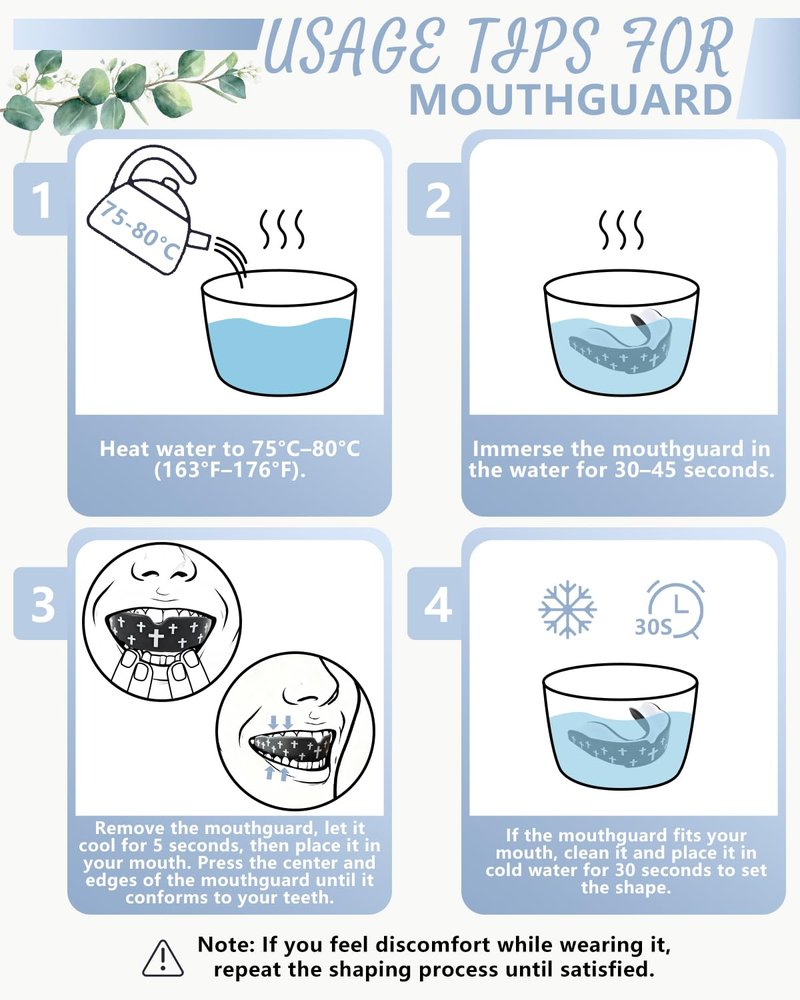 Piemow 4 Pcs Mouth Guard - Faith Cross Mouthguard with Case, Religious Mouth Guards Braces for Football Boxing Basketball Lacrosse Hockey and All Contact Sports